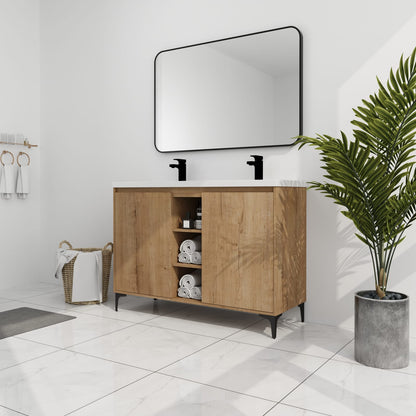 47.6" Imitative Oak Freestanding Bathroom Vanity with 2 Doors