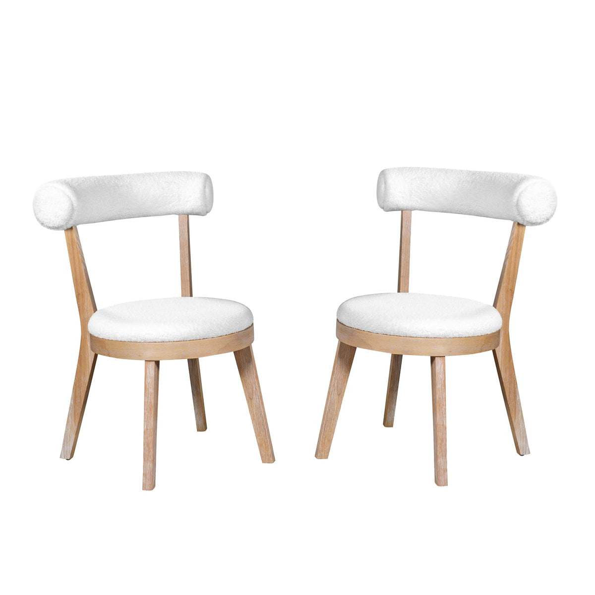 Beige Natural Upholstered Dining Chairs - Set of 2 for Dining Room