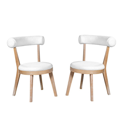 Beige Natural Upholstered Dining Chairs - Set of 2 for Dining Room