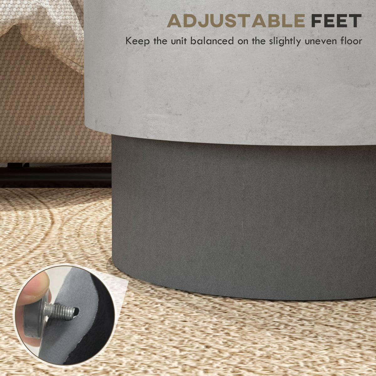 Round Concrete End Table - Grey Dining Accent Table