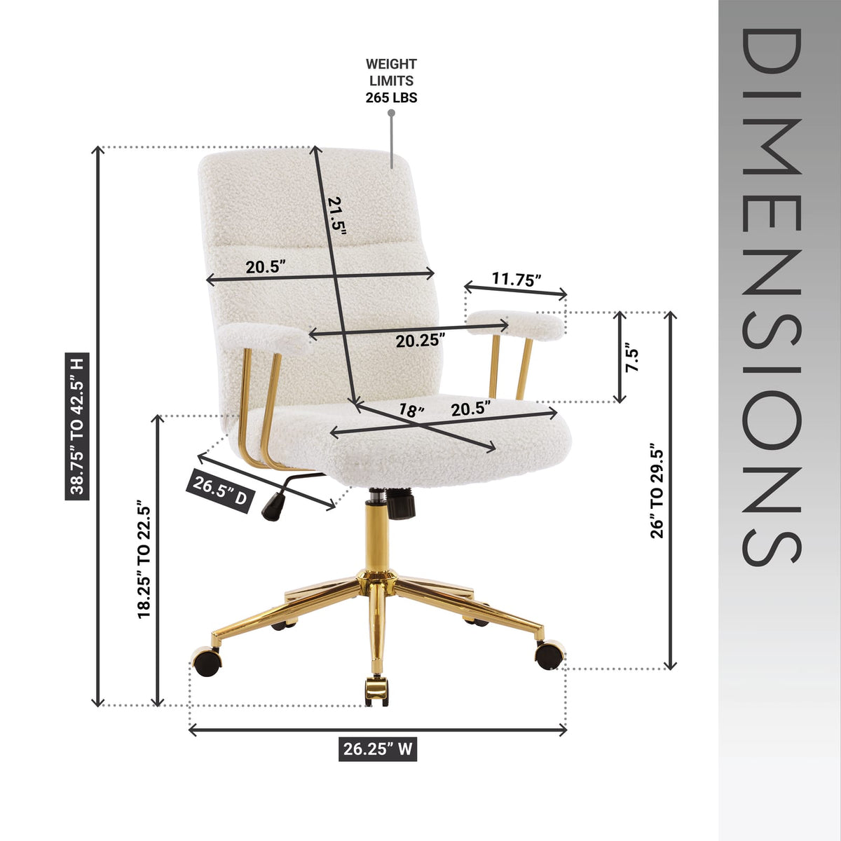 White Modern Office Chair Adjustable Height Desk Chair