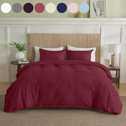 Burgundy Polyester Twin Bedding Set - Comfortable Duvet Cover