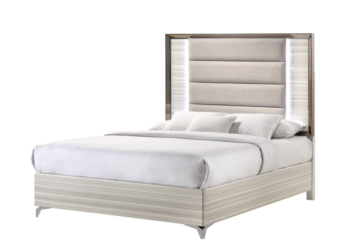 Queen White Bed Frame with Storage for Bedrooms