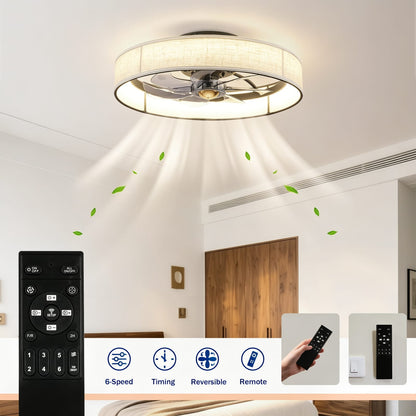 Matte Black Farmhouse Ceiling Fan with Remote Control for Bedroom