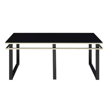 Black Coffee Table Set with End Tables - Modern Metal Glass Design for Living Room