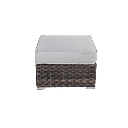 Brown Wicker Outdoor Ottoman for Garden Patio Seating