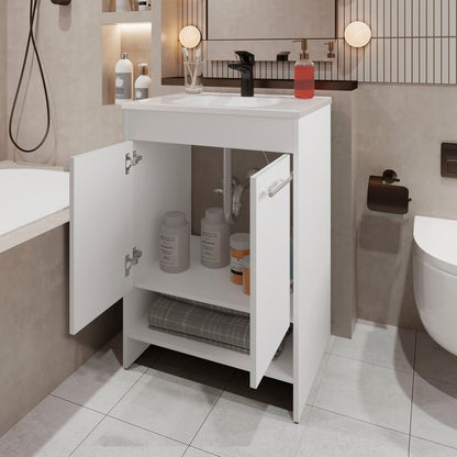 White Bathroom Vanity with Two Doors & Storage