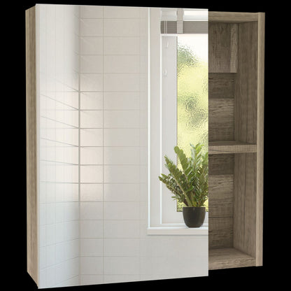 Walnut Particle Board Bathroom Storage Cabinet for Mirror Organization