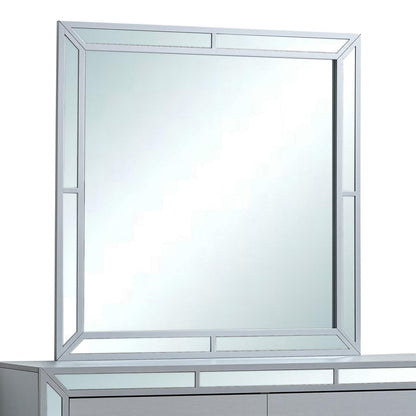 Silver Wood Vanity Mirror 43" x 1" for Bathrooms