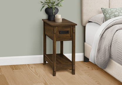24 Inch Walnut Accent Table with Storage Drawer