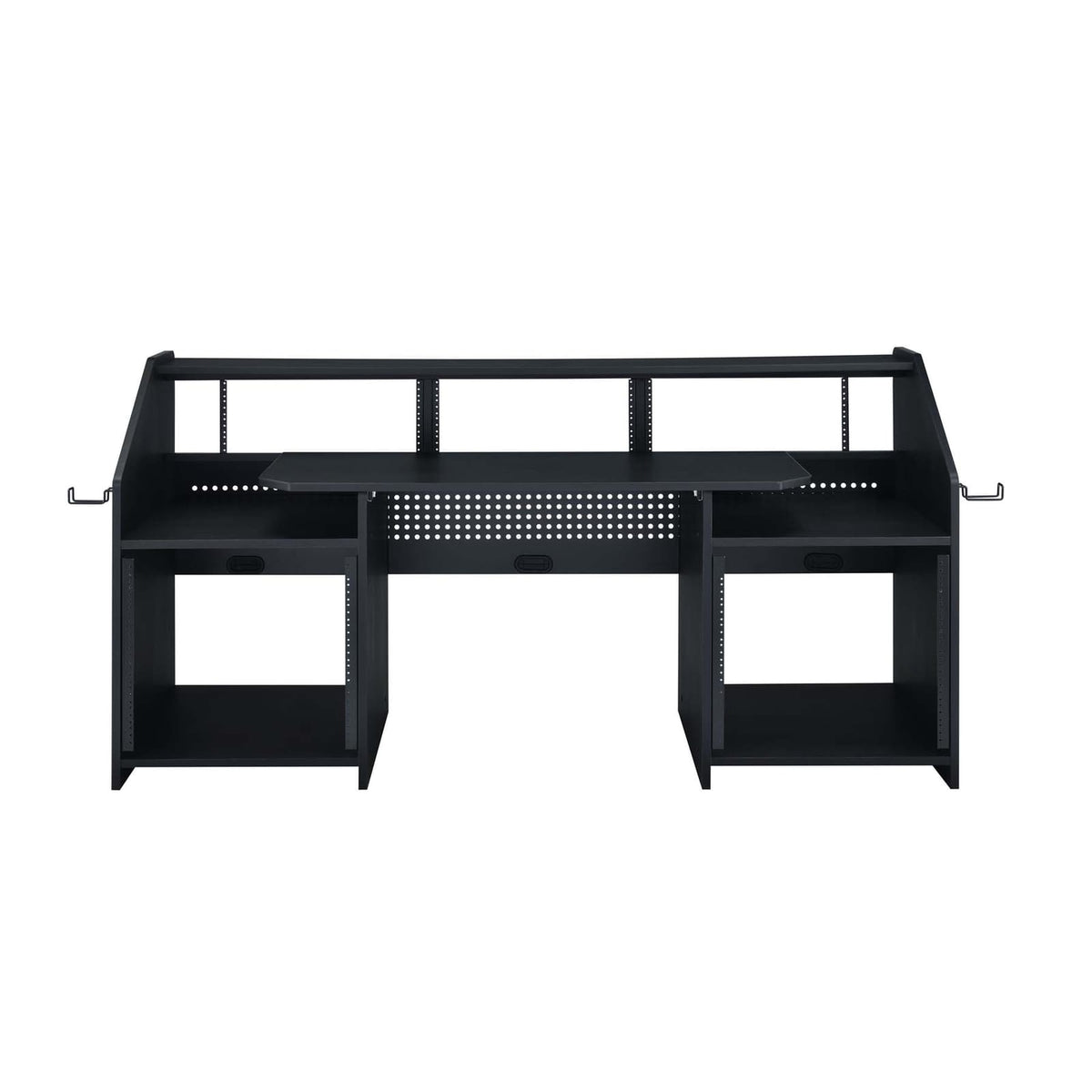 Rectangular Music Desk with 2 Open Compartment, Black - Work From Home Storage