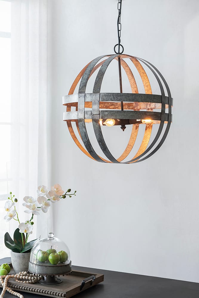 Gray Metal Chandelier - 4 Light Hanging Fixture for Kitchen Dining Room