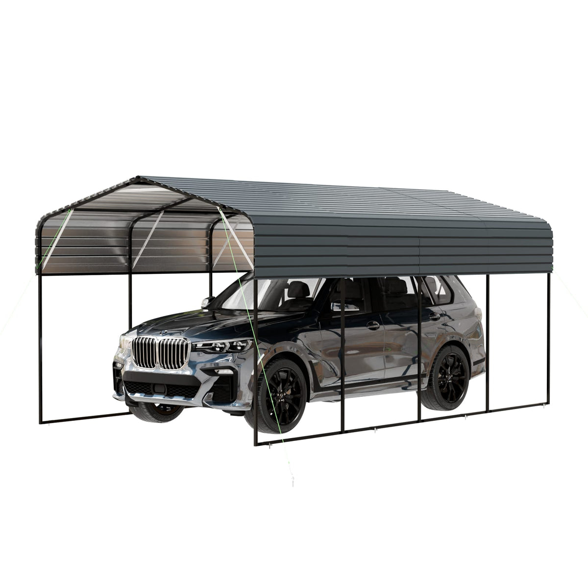 11x19 FT Dark Grey Metal Carport - Outdoor Storage