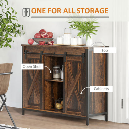 Rustic Brown Industrial Sideboard Buffet Cabinet - Storage Solutions