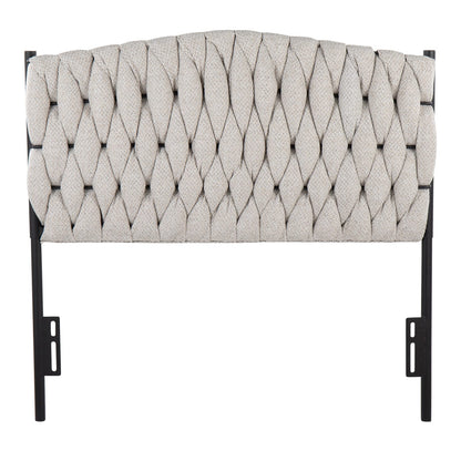 Cream Fabric Twin Size Headboard with Black Metal Frame