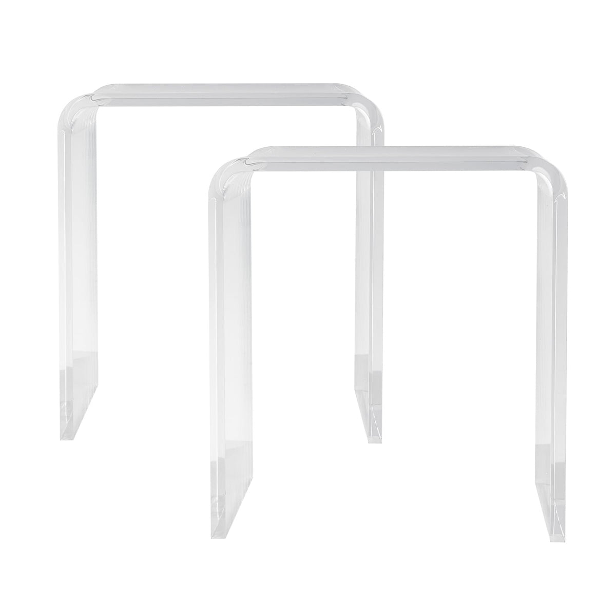 Clear Acrylic End Table Set - 2 C-Shaped Tables