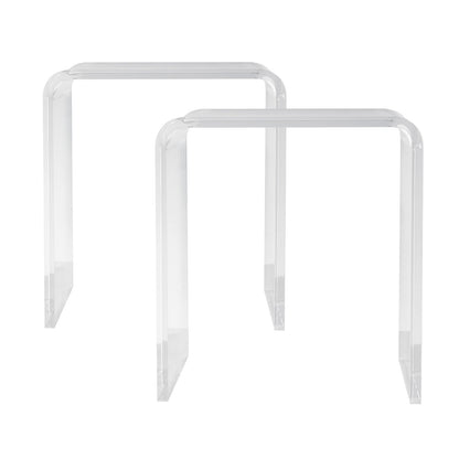 Clear Acrylic End Table Set - 2 C-Shaped Tables