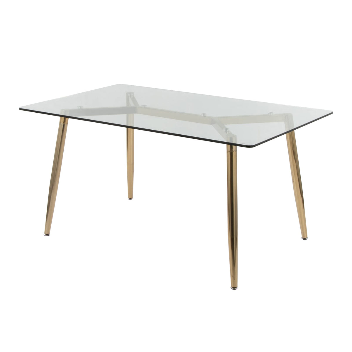 Gold Glass Dining Table with Metal Legs for Modern Dining Room