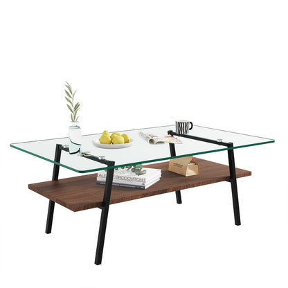 Transparent Tempered Glass Coffee Table Set - 3 Piece Living Room Table