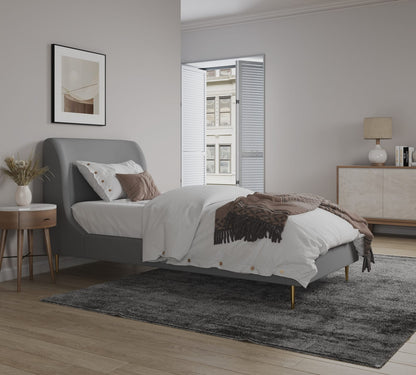 Twin Bed in Gray and Gold - Solid Wood Frame
