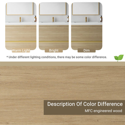 Oak & White Bathroom Vanity - Pre-Assembled Storage Cabinet