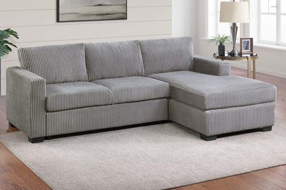 Light Gray 3 Seat Corduroy Sectional Sofa