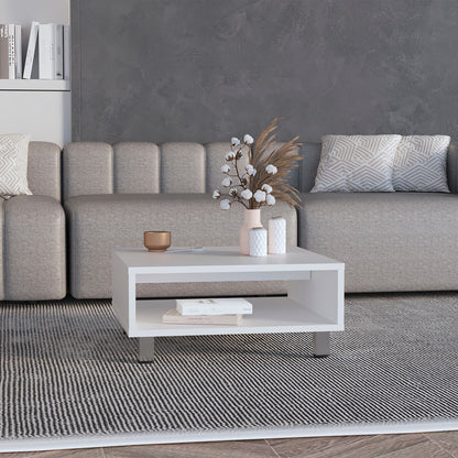 Coffee Table - 1 Shelf, White, Modern Design
