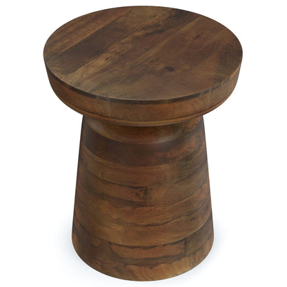 Dark Brown Accent Table - 16 Inch Round Wood Table for Living Room