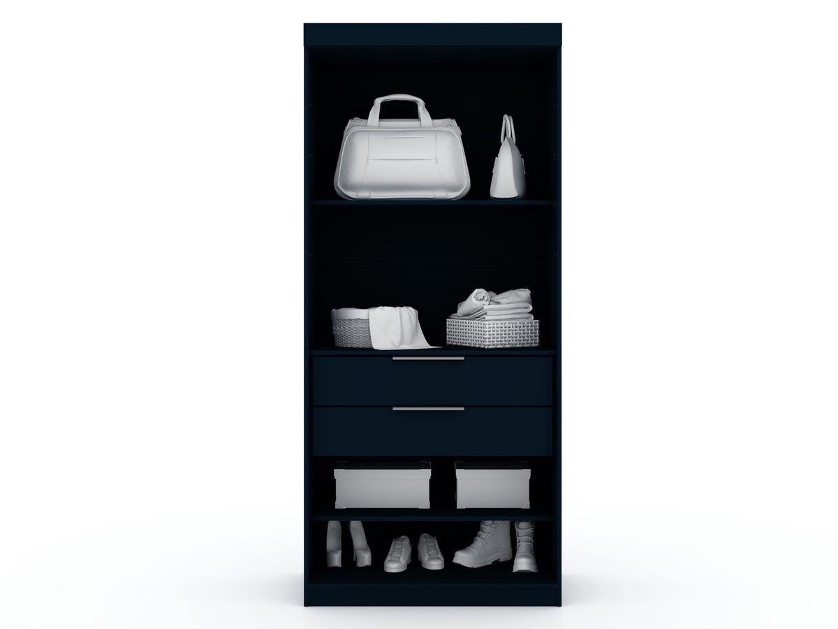 Dark Blue MDF Dresser - 35.98" Wide Wardrobe