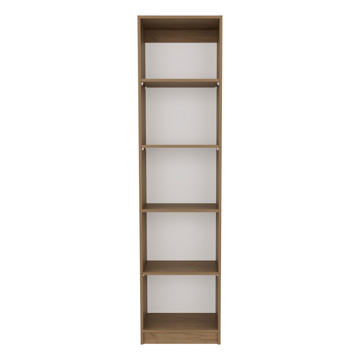 Home Slim Bookcase - 5 Tier Beige MDF Shelves