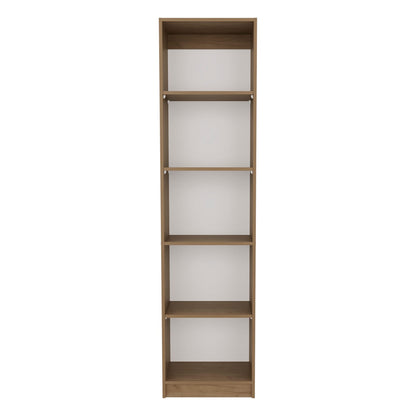 Home Slim Bookcase - 5 Tier Beige MDF Shelves