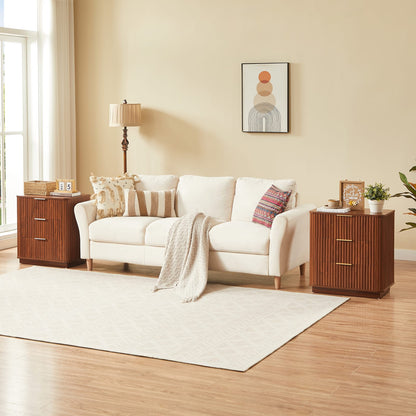 3-Drawer Walnut MDF Nightstand - 23.6" Wide Bedroom Storage
