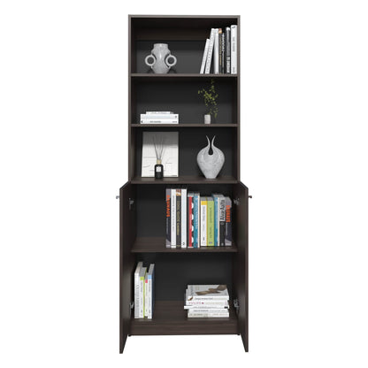 Multicolor 2 Door Bookcase with 5 Shelves MDF Display Unit