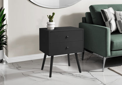 Black Laminate Accent Table - Storage Drawer End Table for Living Room