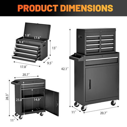 5-Drawer Rolling Tool Chest - Steel Storage Cabinet with Wheels