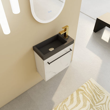 Modern Floating Bathroom Vanity with Soft-Close Black and White Plywood