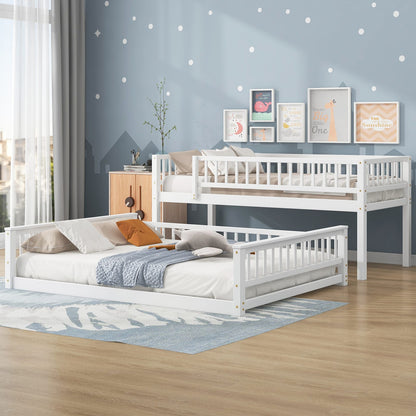 Twin XL Bunk Bed Frame White Wood Bunk