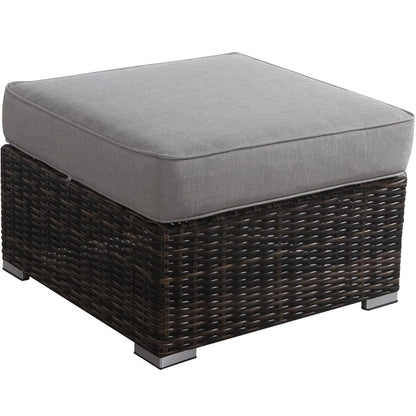 Brown Wicker Outdoor Ottoman for Garden Patio Seating