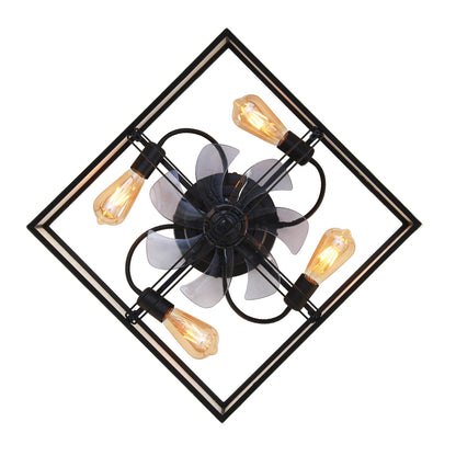 16.6 Inch Black Farmhouse Ceiling Fan with Lights