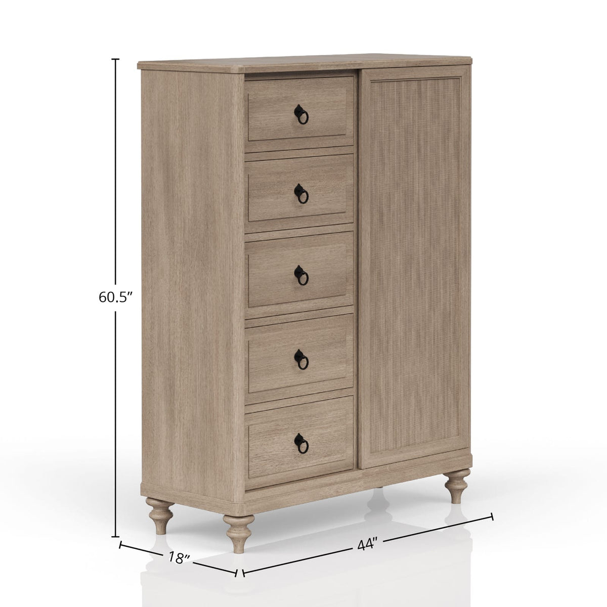 Sand Finish 5 Drawer Dresser Chest - Bedroom Storage