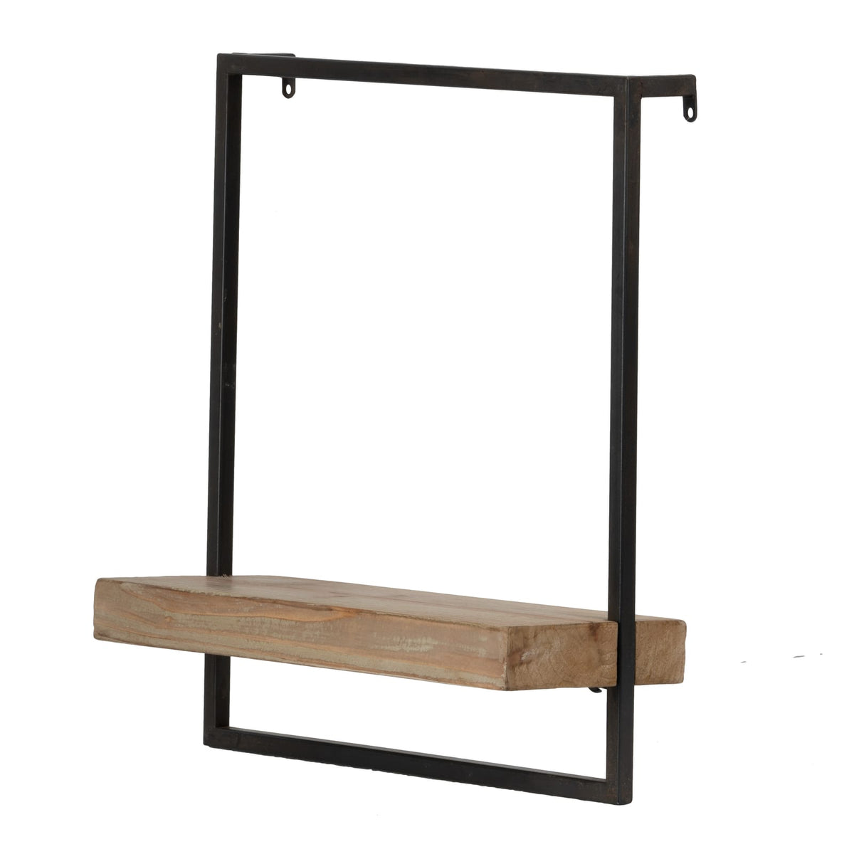 Living Room Industrial Iron Wood Wall Shelf in Black Brown for Display and Storage