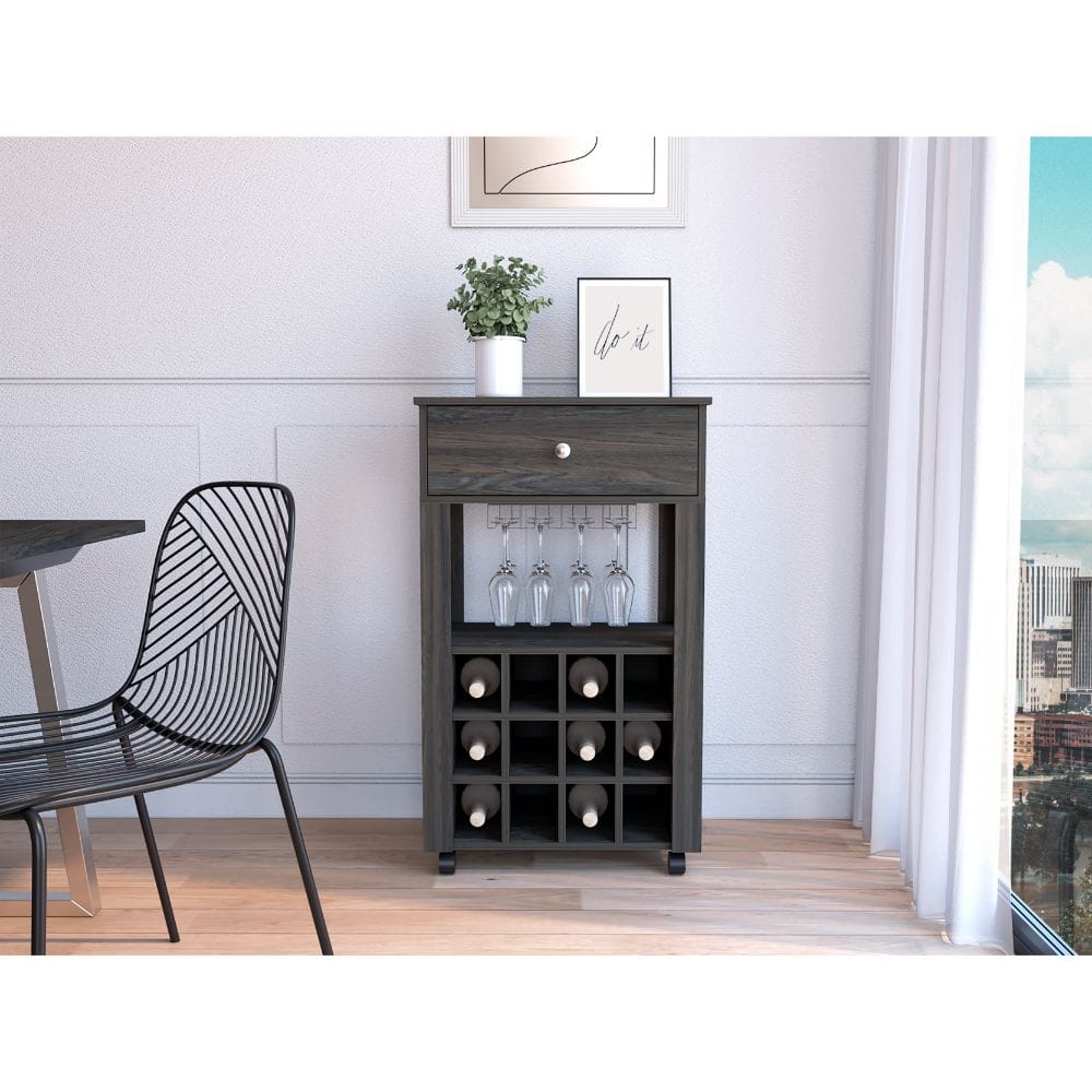 DEPOT Margh Bar Cart - Carbon Espresso, Particle Board