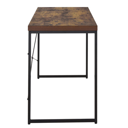 Black Brown Wood Metal Writing Desk - Home Office Workspace