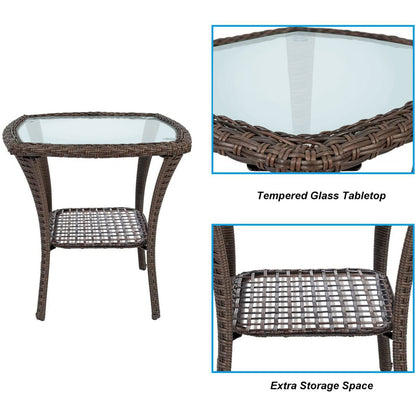 Brown Steel Outdoor Side Table - 20" x 20"