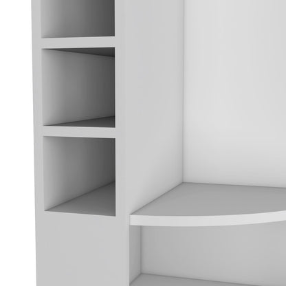 Corner Bar Cabinet with 5 Shelves & Wine Rack - White for Living Room