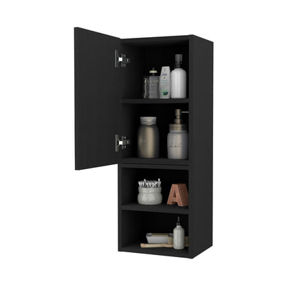 Wenge Particle Board Bathroom Storage Shelf with Metal Handle