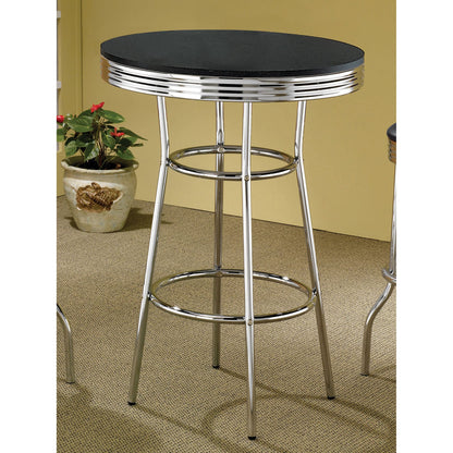 Black and Chrome Round Bar Table - Kitchen Dining