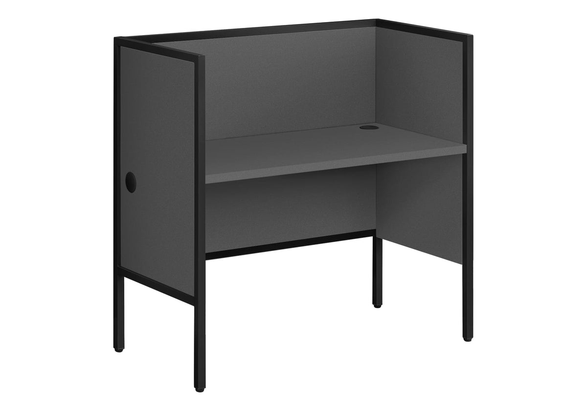 Grey Particle Board Office Cubicle Desk with Black Metal Frame