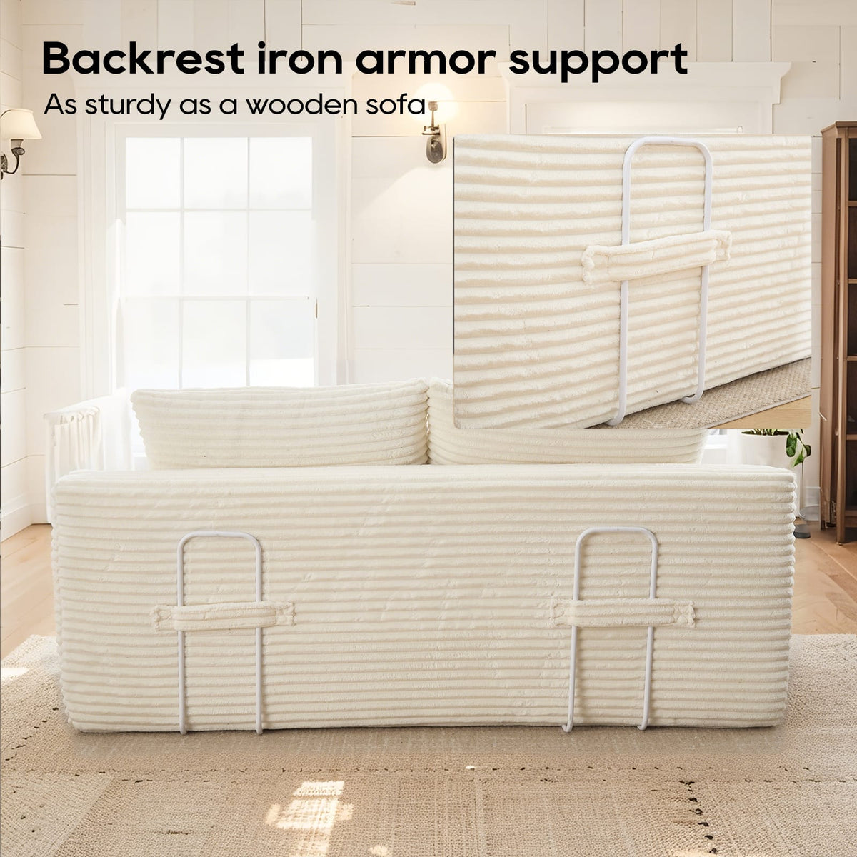 Beige 2-Seat Convertible Sofa Bed Loveseat Sleeper for Small Apartments