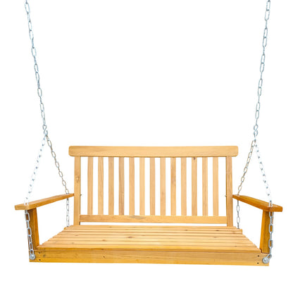 Teak Wood Front Porch Swing - Outdoor Patio Bench